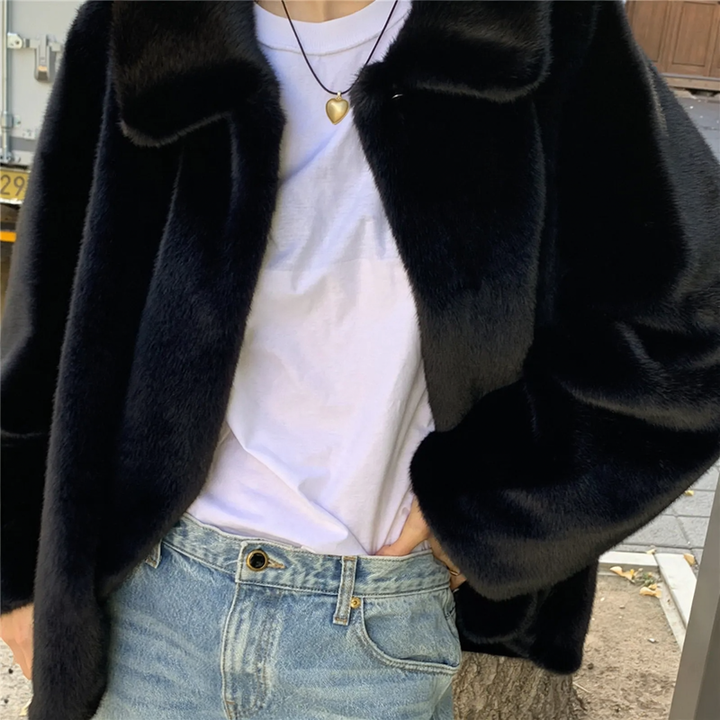 Korean style faux fur coat
