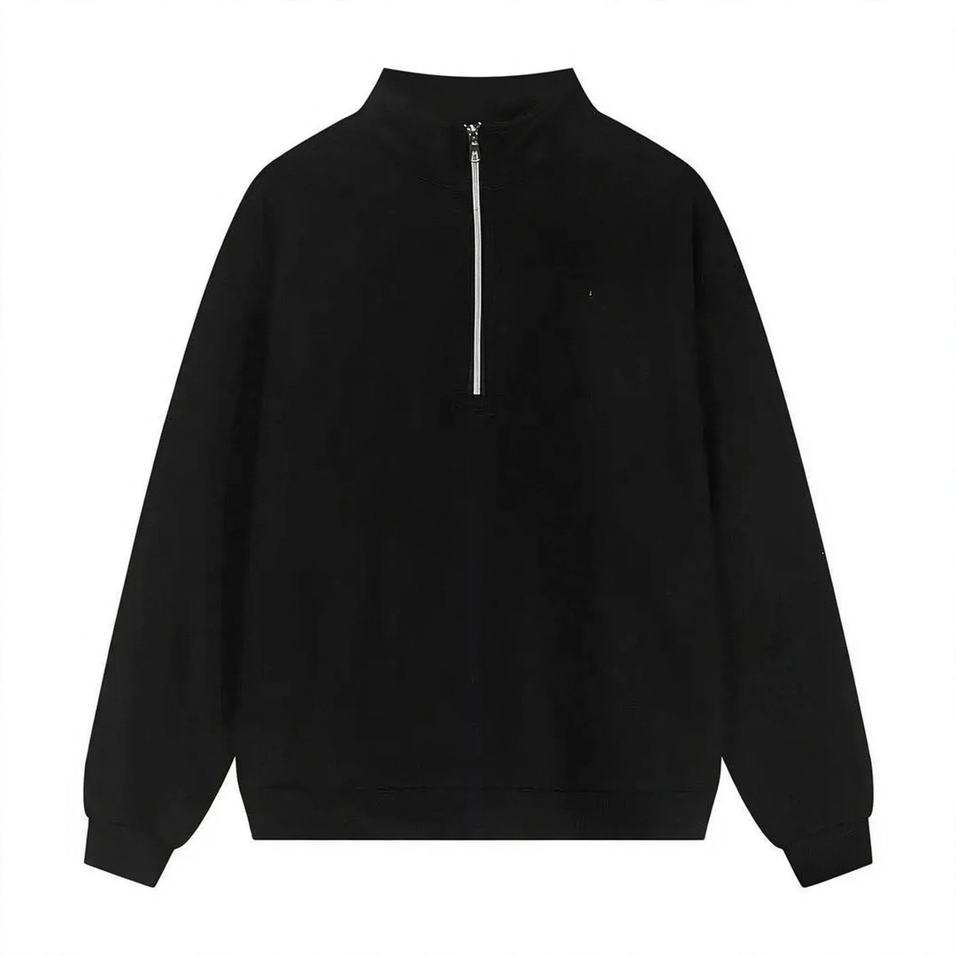 Unisex pullover with zipper and letter print