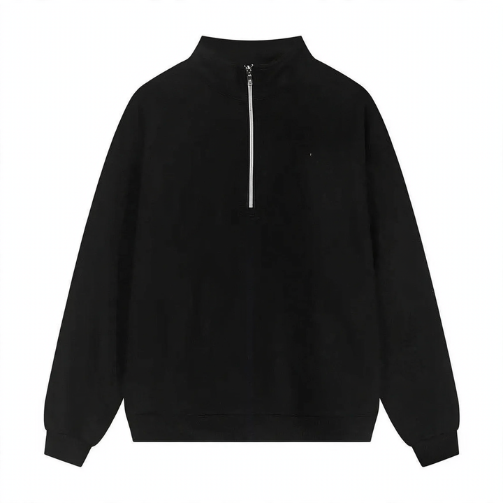 Unisex pullover with zipper and letter print