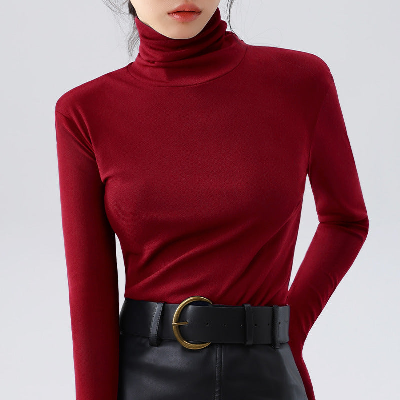 Women's turtleneck top, mesh fabric, lined