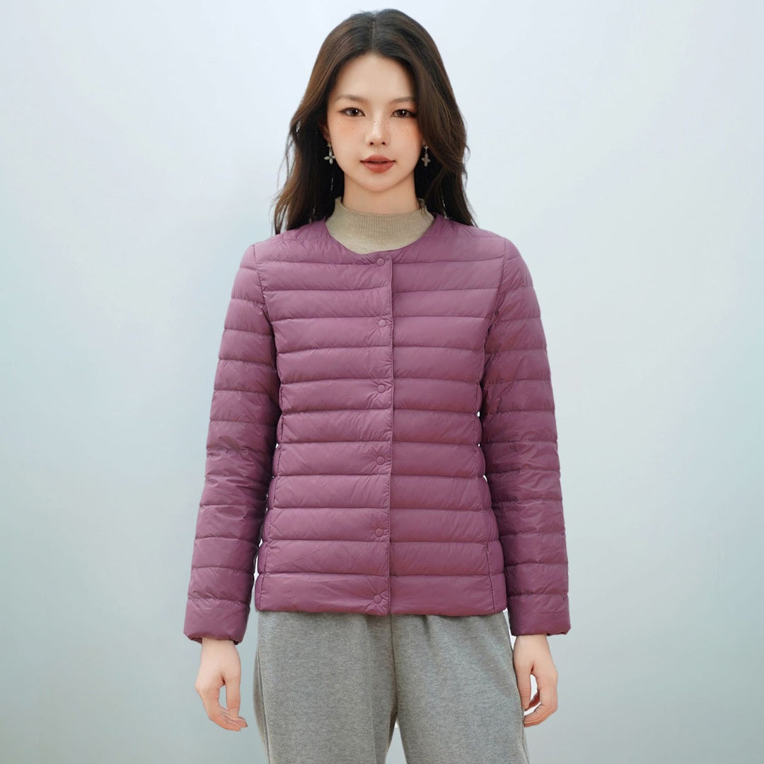 Light women's down jacket, simple design