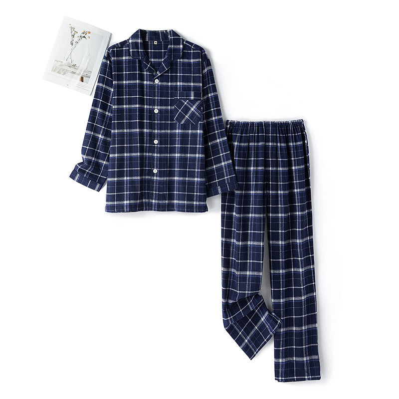 Men's cotton pajamas, brushed, checked