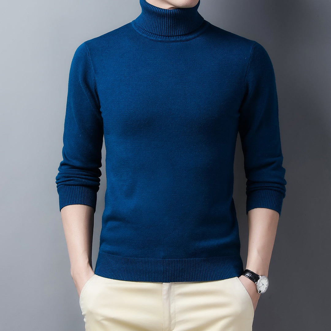 Men's cashmere sweater, half-high collar, warm