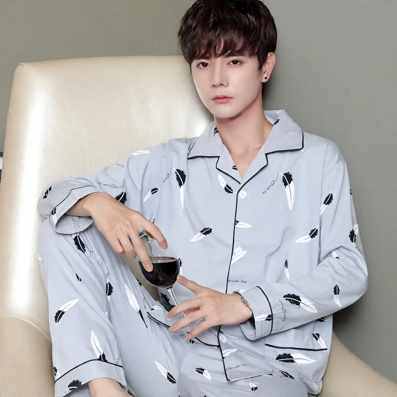 Men's Pajama Set, 100% Cotton, Long Sleeve