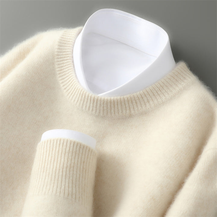 Men's wool sweater with stand-up collar