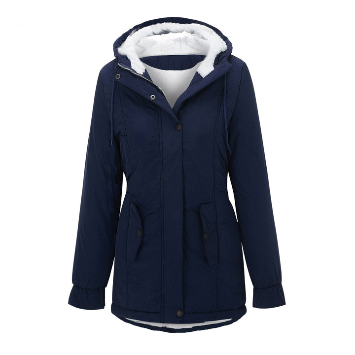 Women's parka with hood and lambskin lining