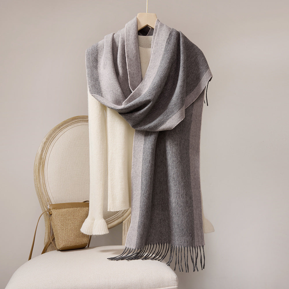 Wool scarf with fringes, 35x190cm