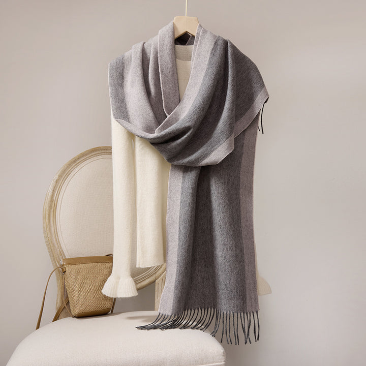 Wool scarf with fringes, 35x190cm