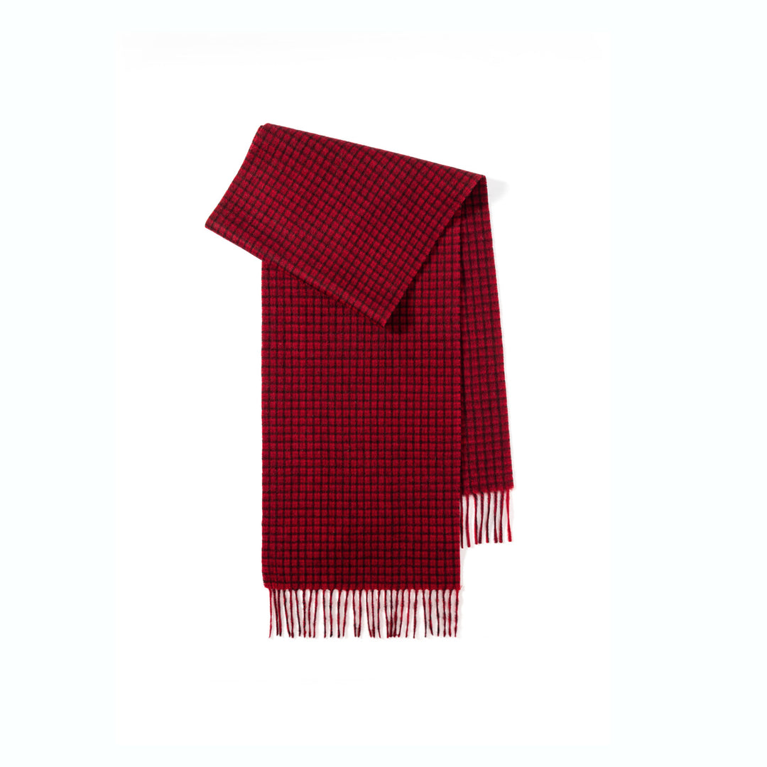 Wool scarf with check pattern, 180x30 cm