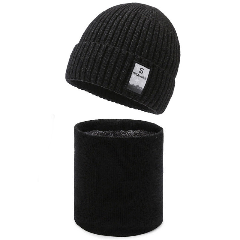 Men's knitted hat, lined, windproof, for winter