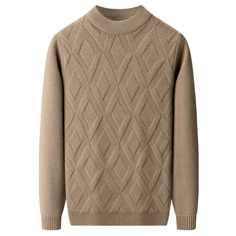 Men's wool sweater, stand-up collar, warm, plus sizes