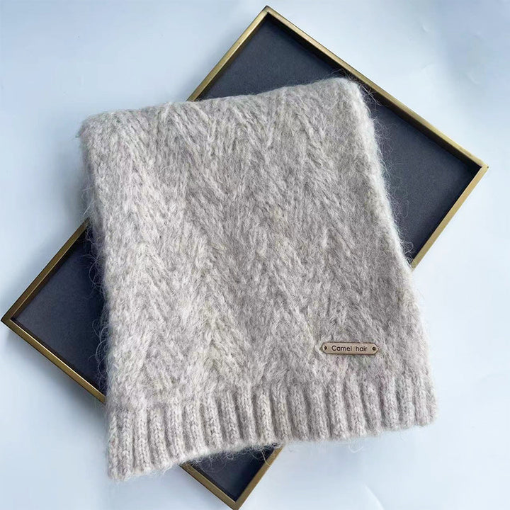 Knitted scarf with alpaca wool, 160x20 cm