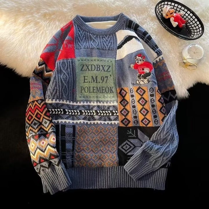 Retro Christmas sweater in Harajuku style
