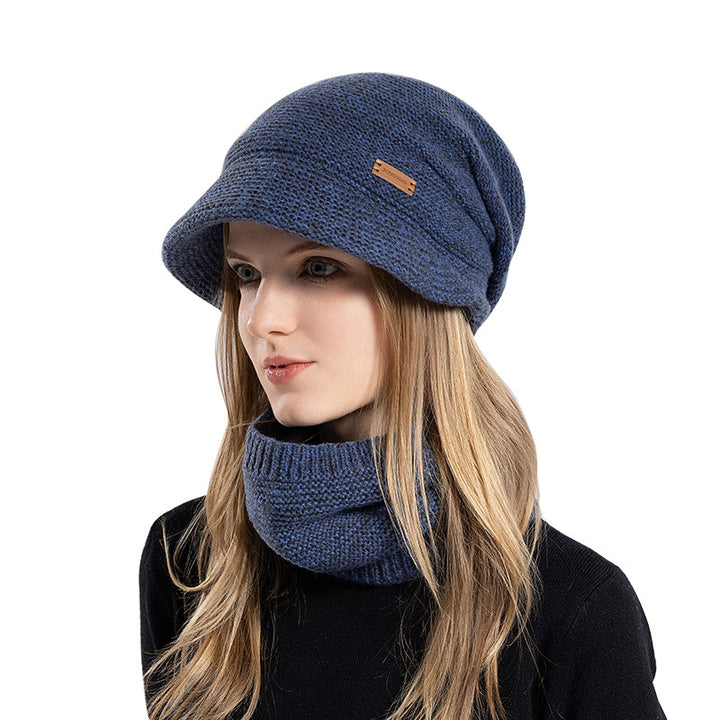 Knitted hat and scarf set with lining