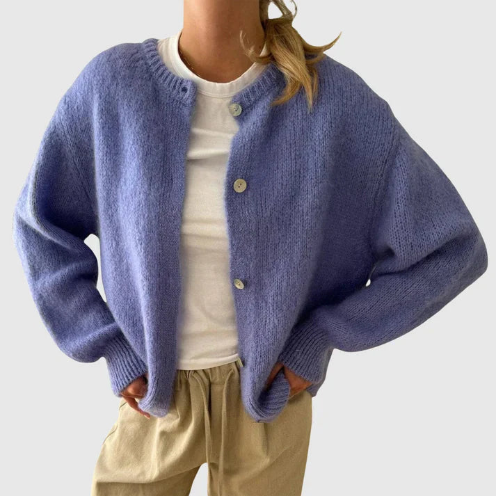 Mune | Women's Cashmere Cardigan with Round Neck and Button Closure