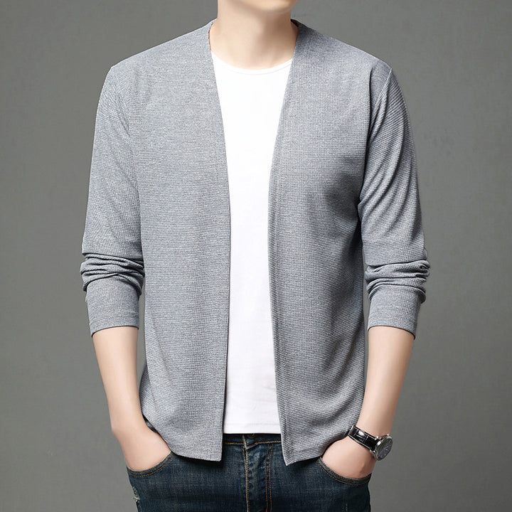 Men's cardigan, solid color, lightweight, for spring and autumn