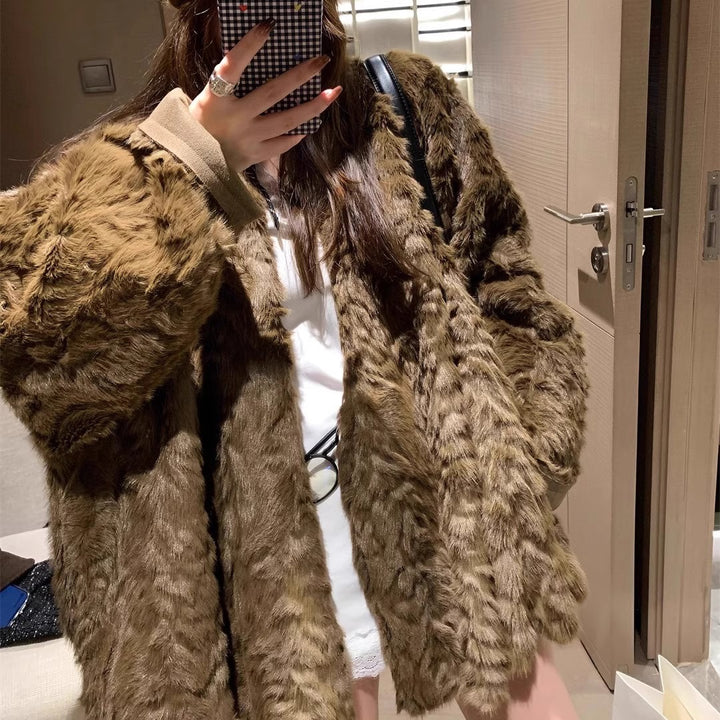 Padded faux fur coat, bat sleeves