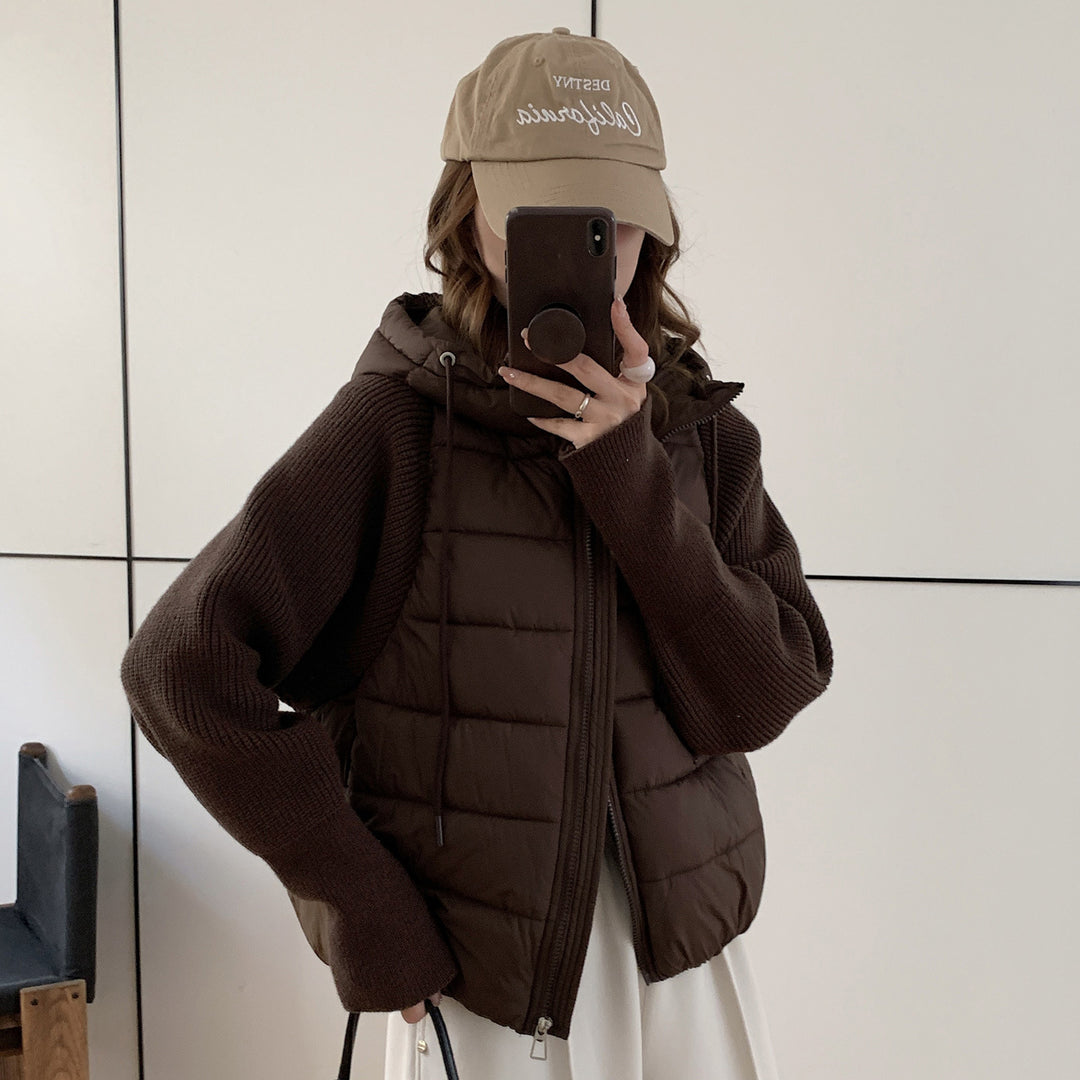 Women's quilted jacket with knit details