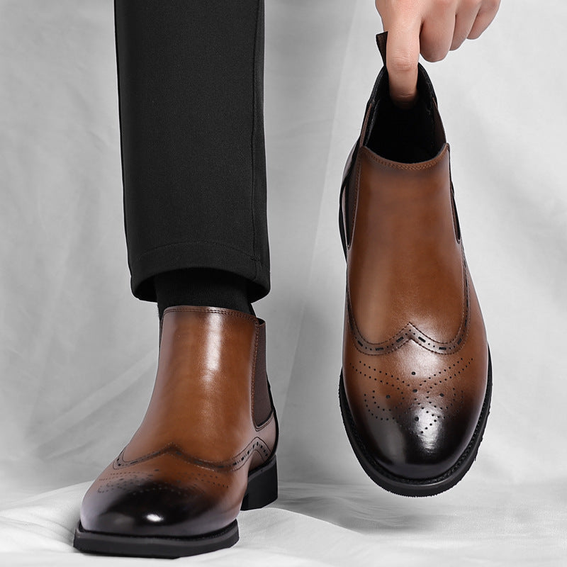 Men's Chelsea Boots in Vintage Brogue Style