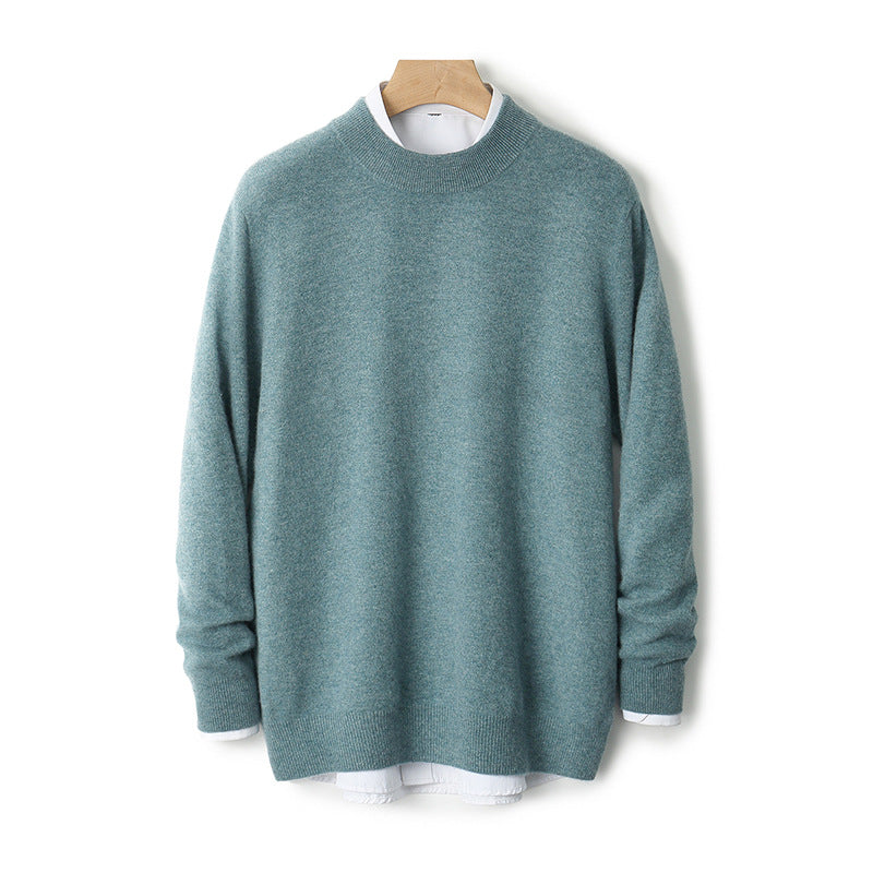 Men's wool sweater, thick, with stand-up collar