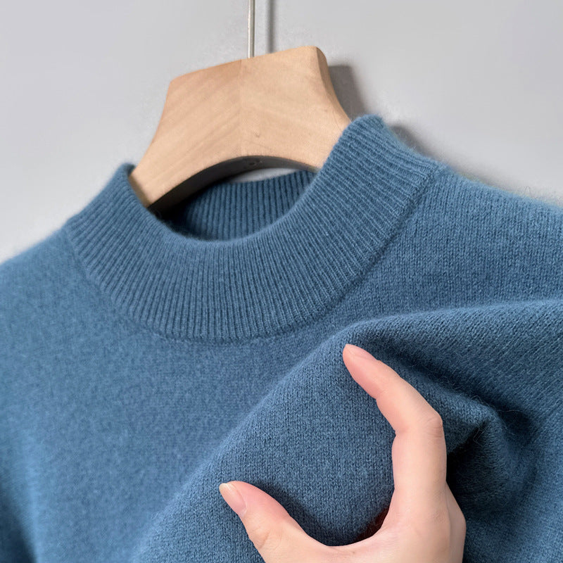 Men's knitted sweater with stand-up collar