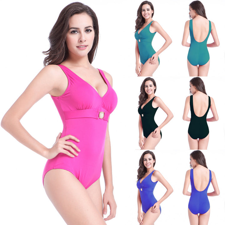 Women's One-Piece Swimsuit with Deep Back Cutout Mune Fashion