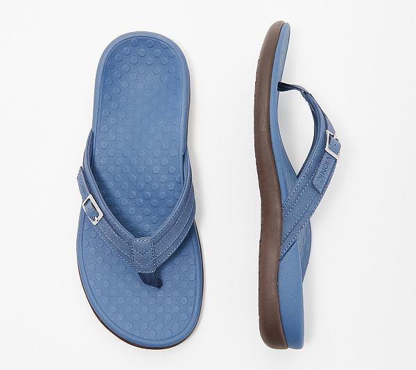 Women's adjustable thong sandal made of textile with padded comfort footbed Mune Fashion