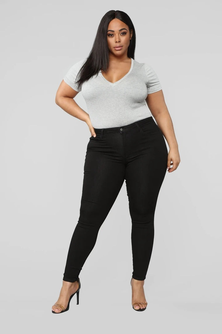 Women's High-Waist-Stretch-Skinny-Jeans for Curvy-Figures Mune Fashion