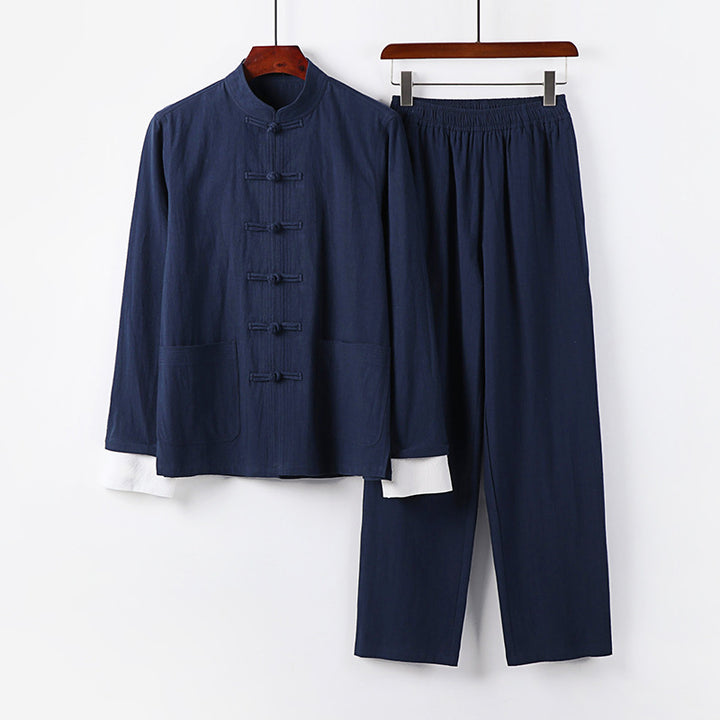 Men's Lightweight Tai Chi Set with Stand Collar and Knot Closures Mune Fashion