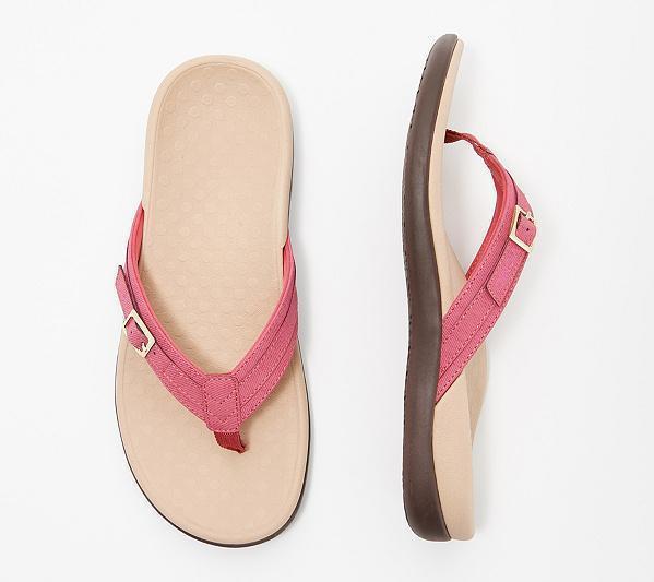 Women's adjustable thong sandal made of textile with padded comfort footbed Mune Fashion