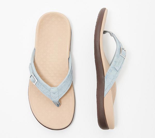 Women's adjustable thong sandal made of textile with padded comfort footbed Mune Fashion