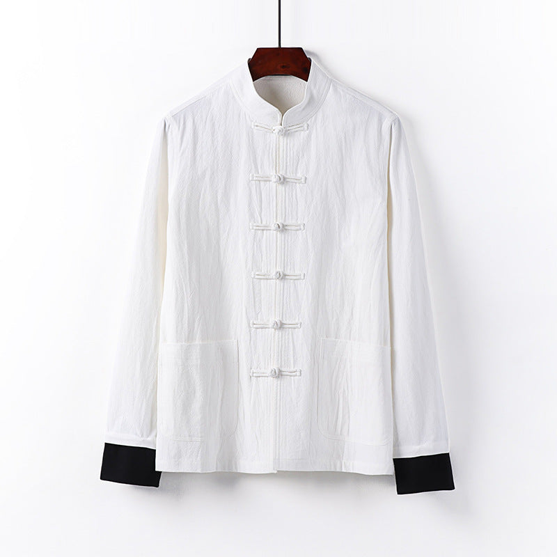 Men's Traditional Chinese Tang Jacket with Stand Collar and Knot Closures Mune Fashion