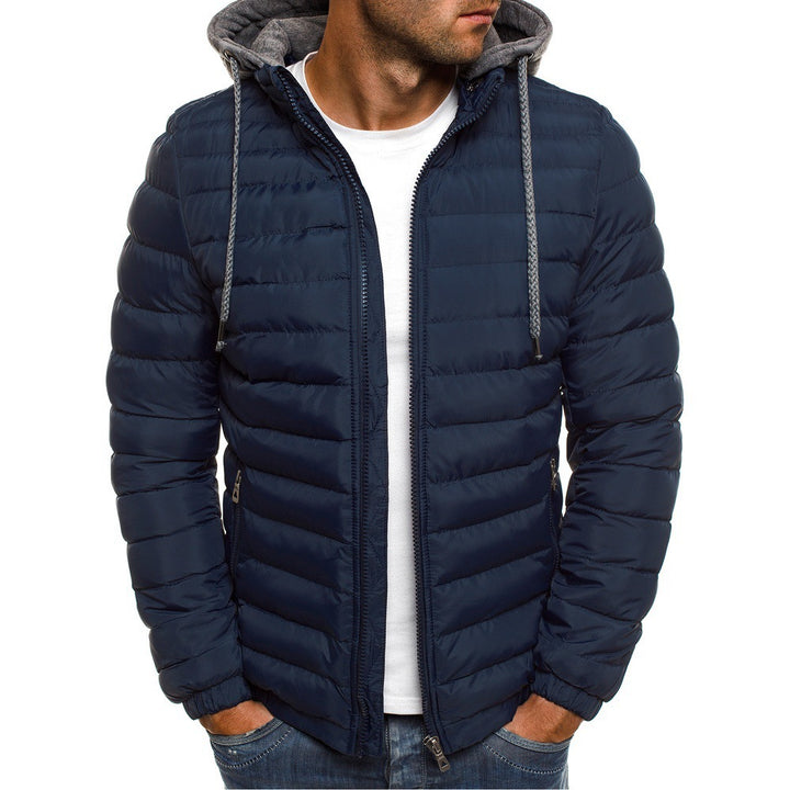 Men's quilted hoodie jacket with padded thermal insulation and soft fleece lining Mune Fashion