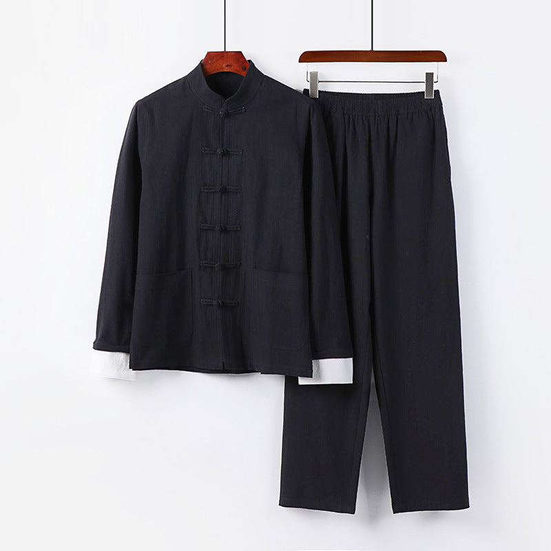 Men's Lightweight Tai Chi Set with Stand Collar and Knot Closures Mune Fashion