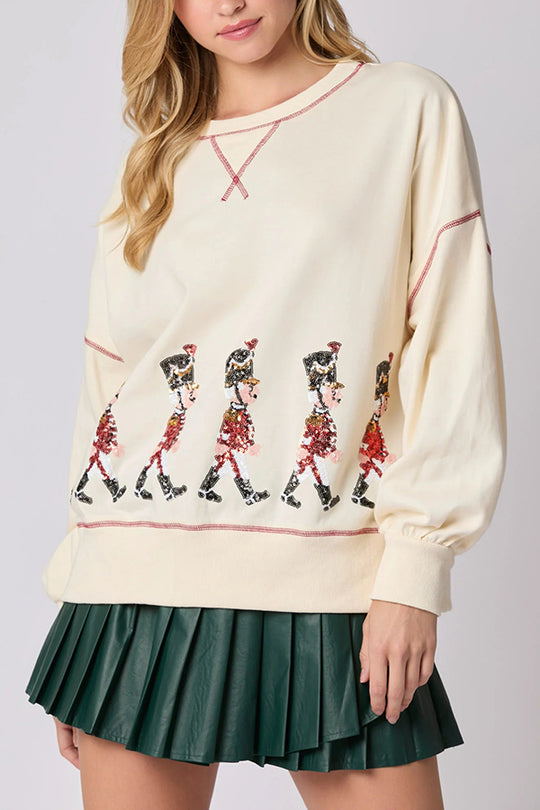 Mune | Christmas Soldier Sequins Long Sleeve Casual Sweatshirt