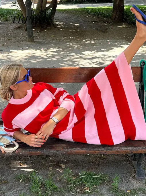 Mune | Casual Striped Midi Dress