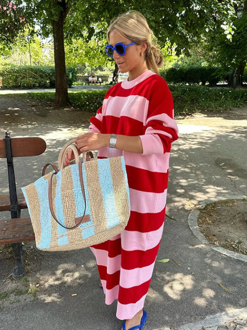 Mune | Casual Striped Midi Dress