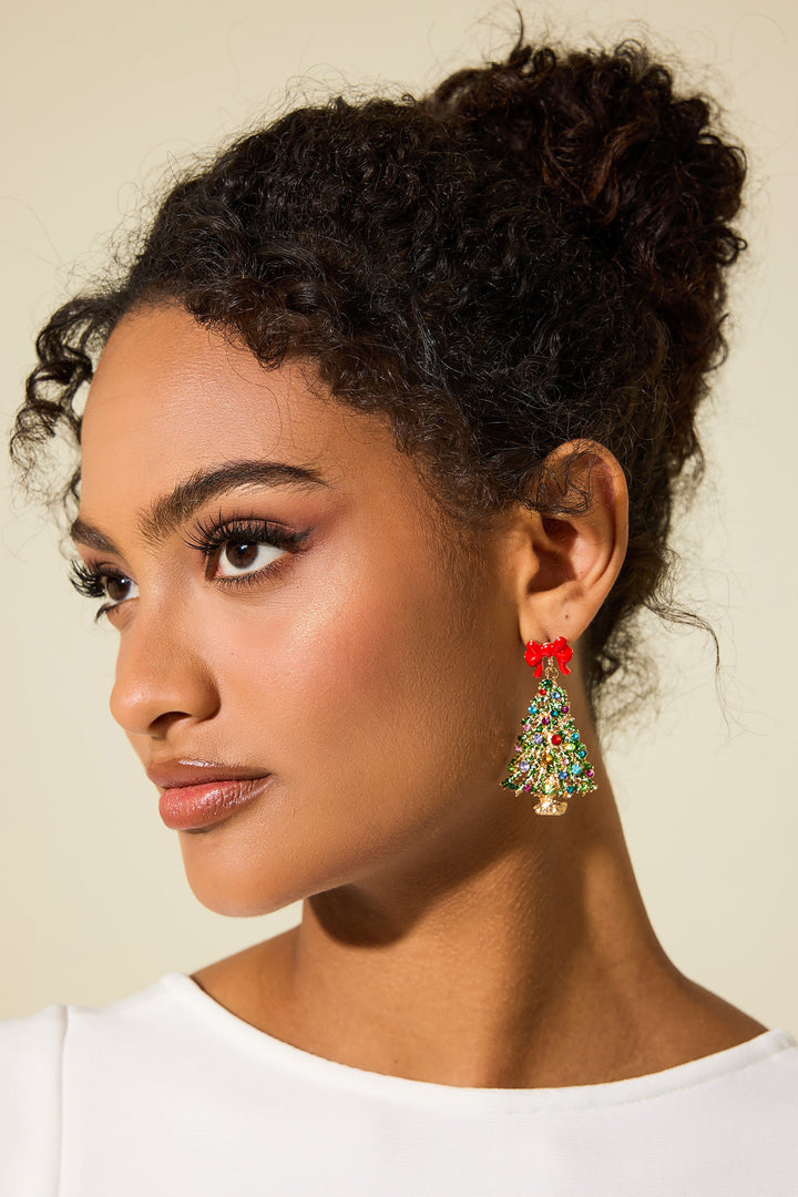 Mune | Rhinestone Christmas Tree Shaped Earrings