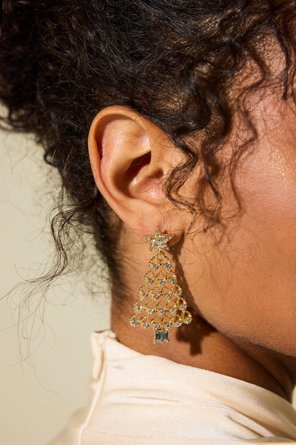 Mune | Faux Diamond Christmas Tree Shaped Earrings