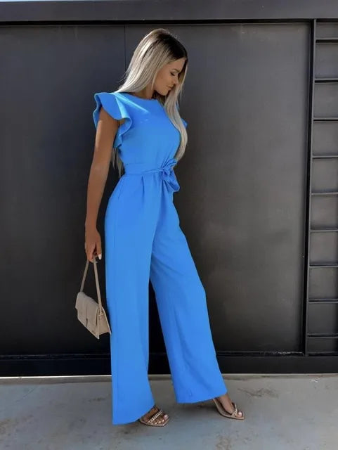 Elegant overall with ruffled sleeves