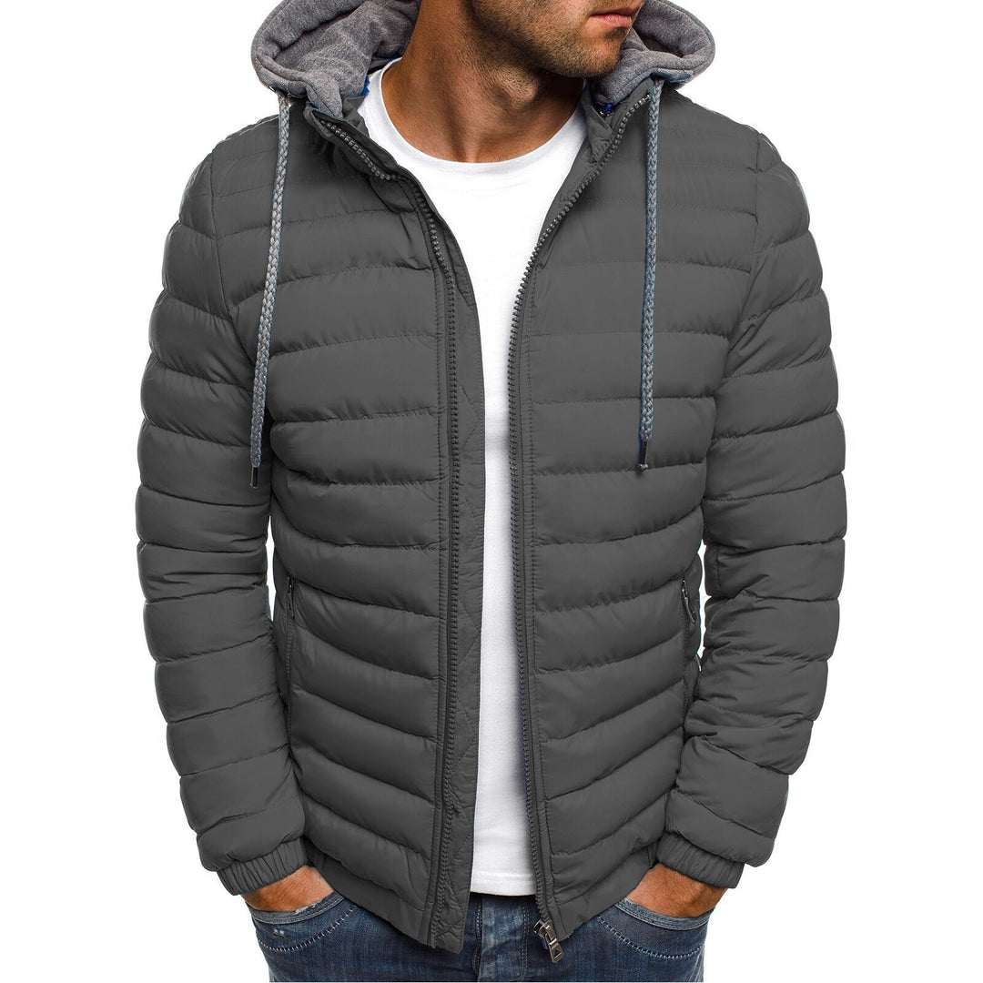 Men's quilted hoodie jacket with padded thermal insulation and soft fleece lining Mune Fashion