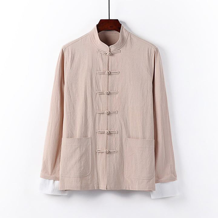 Men's Traditional Chinese Tang Jacket with Stand Collar and Knot Closures Mune Fashion