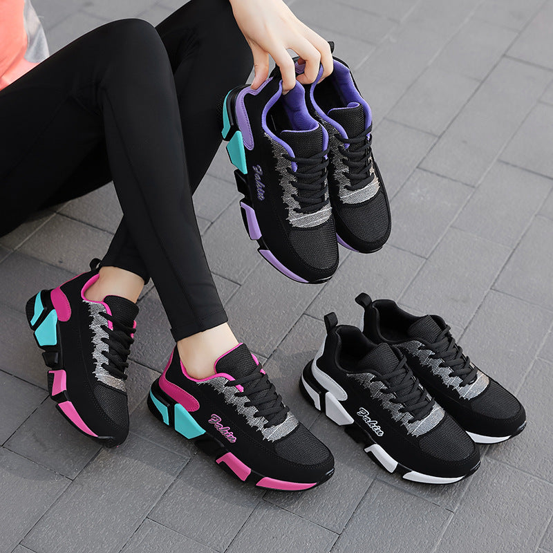 Women nan sporty platform sneakers with shock-absorbing block sole, padded comfort insole and mesh inserts Mune Fashion