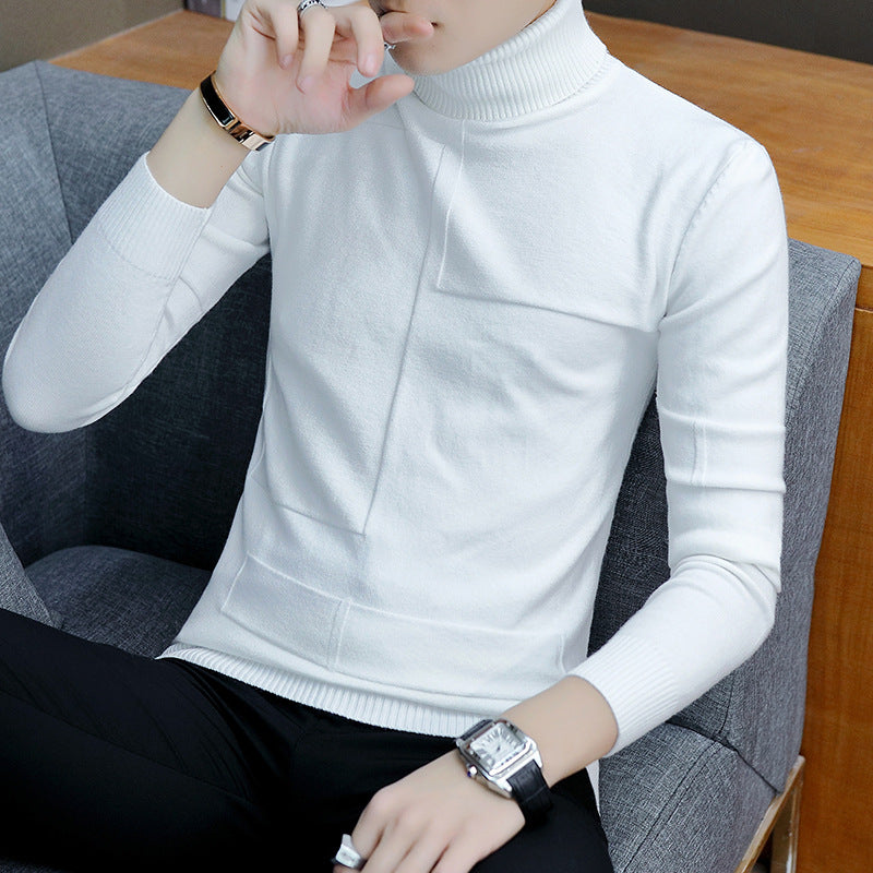 Men's fine roll neck sweater made of fine knit with geometric structure and slim fit Mune Fashion