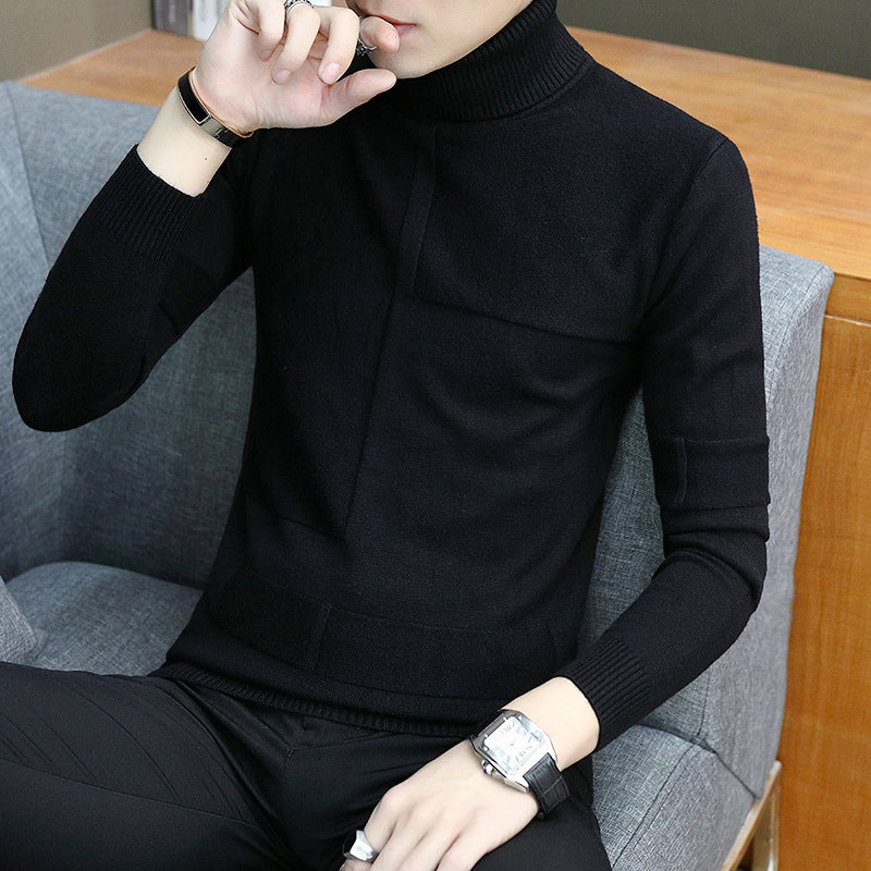 Men's fine roll neck sweater made of fine knit with geometric structure and slim fit Mune Fashion