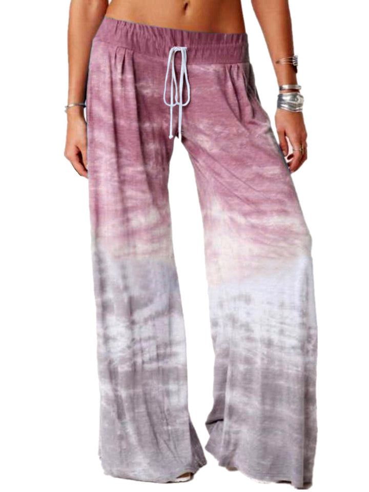 Ladies wide batik pants with drawstring, pleats, and side pockets Mune Fashion