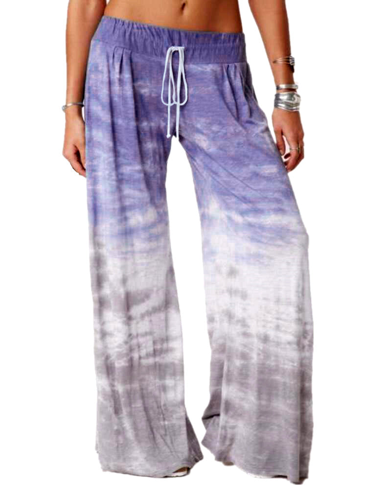 Ladies wide batik pants with drawstring, pleats, and side pockets Mune Fashion