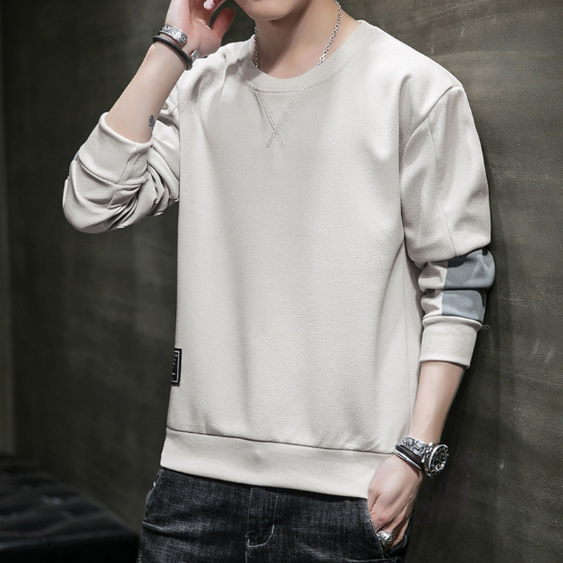 Men's Minimalist Round Neck Sweatshirt made of Cotton Blend with Relaxed Fit and Ribbed Cuffs Mune Fashion