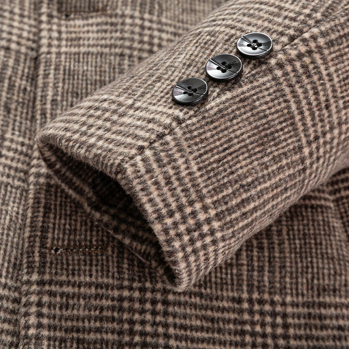 Men's Elegant Checked City Overcoat made of Wool Blend with Quilted Lining Mune Fashion