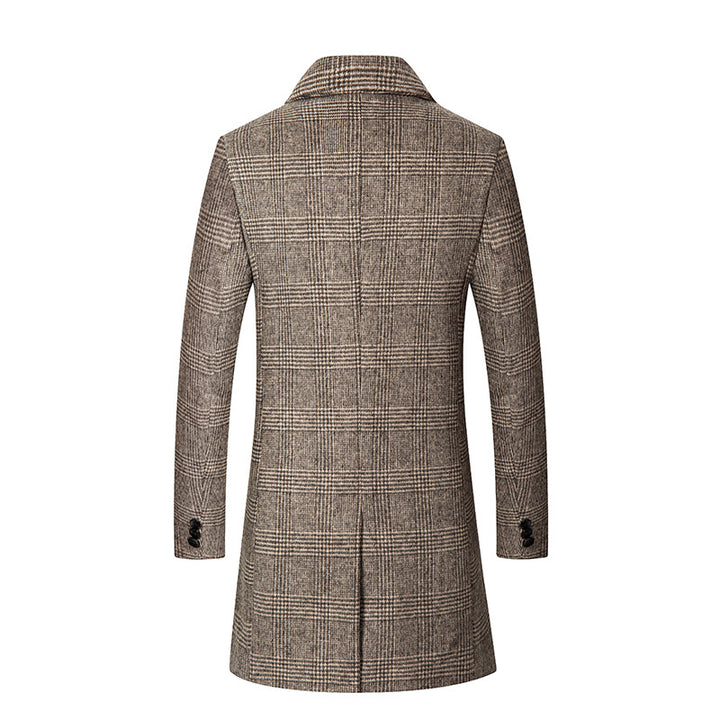 Men's Elegant Checked City Overcoat made of Wool Blend with Quilted Lining Mune Fashion